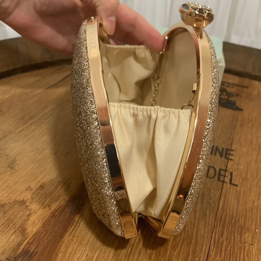 Women's Gold Sparkle NWOT Embellished Crossbody Clutch Bag